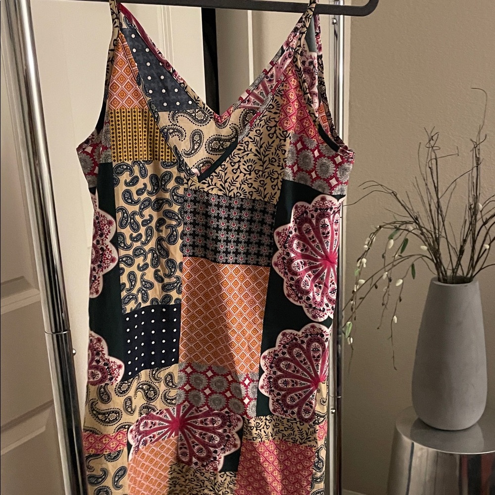 SHEIN Multicolor Patchwork Midi Dress